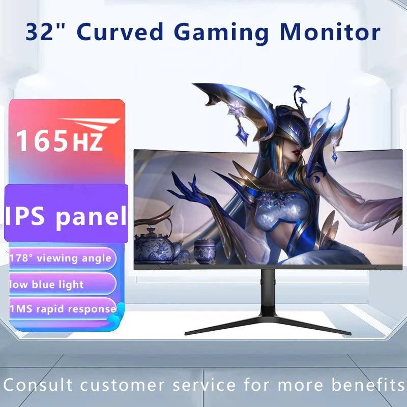32 Inch 1K 2K 4K 1ms 165hz 99% SRGB Curved Gaming Monitor with Adjustable Stand