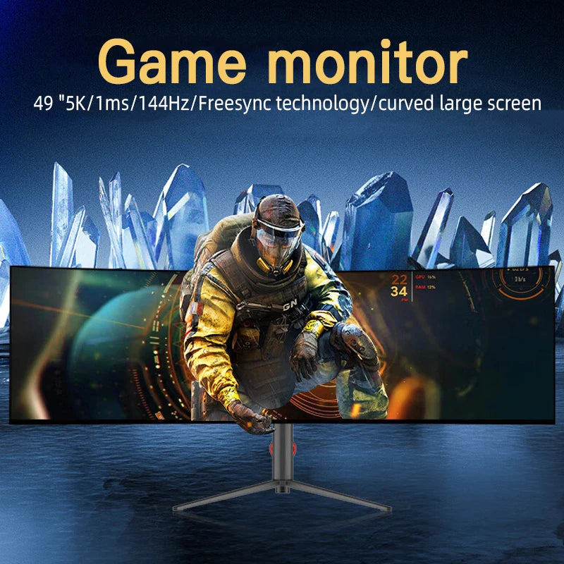 Ultra Wide Screen 49 Inch Curved Gaming Monitor 5K UHD 5120*2880 FreeSync 1ms HDR400 Esport PC Display 144HZ Monitors