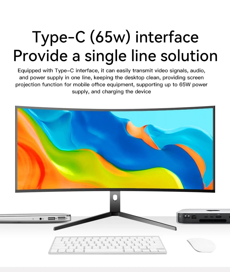 OEM 40 Inch Inches IP45 Lcd Monitors Curved Screen R2500 4K 5K 60 75 hz Gaming Monitor Pc Computer Monitor for Games