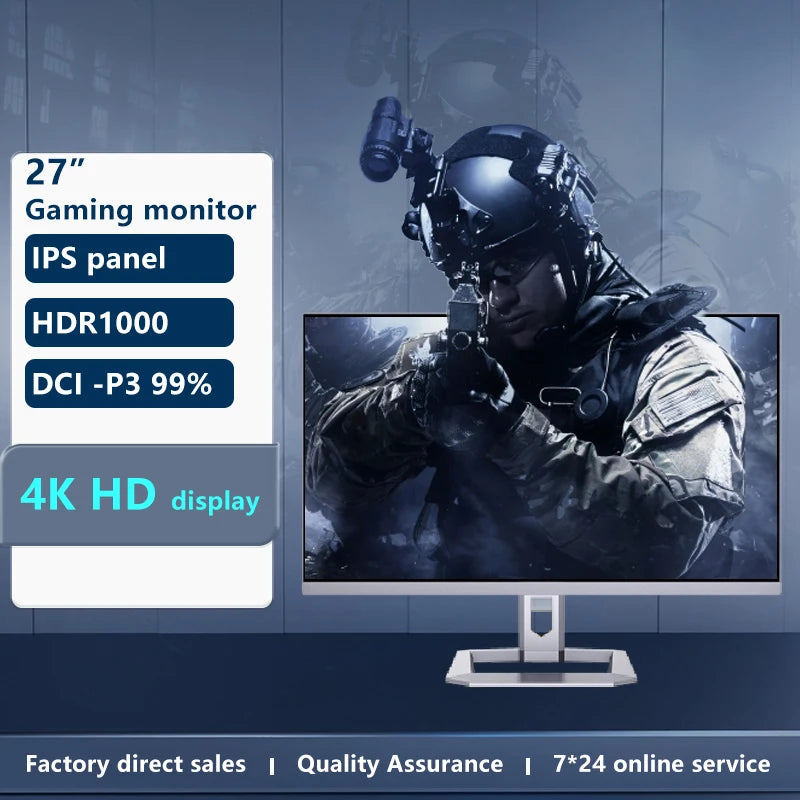 Ultra Wide 3840X2160 4K High Resolution Gaming Monitor 27 Inch 60Hz HDR1000 IPS Panel White Lcd Monitor With Type-C Input