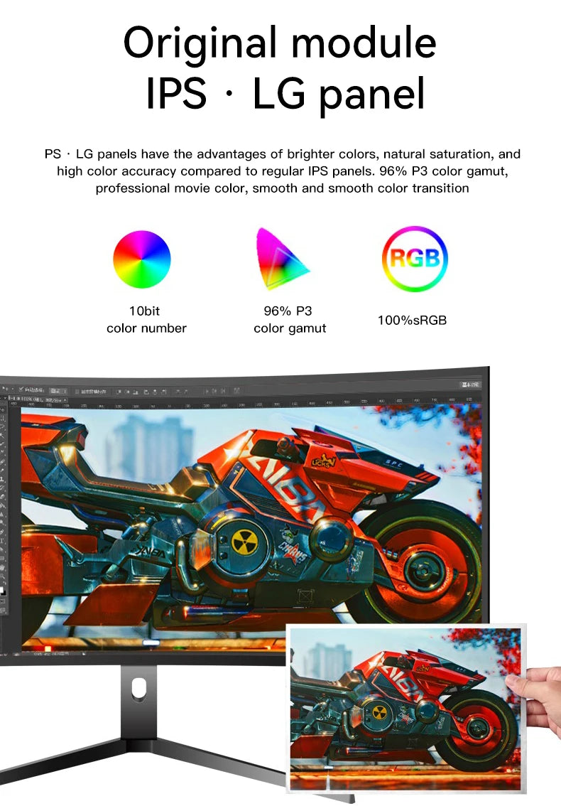 OEM 40 Inch Inches IP45 Lcd Monitors Curved Screen R2500 4K 5K 60 75 hz Gaming Monitor Pc Computer Monitor for Games